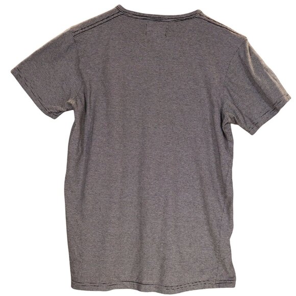 Striped Henley T-Shirt With Wooden Buttons M - Picture 2 of 9